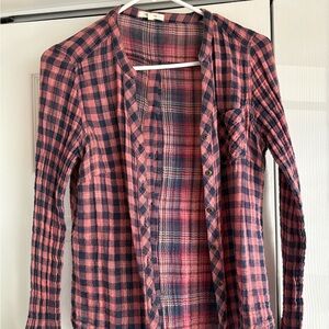Maurices Pink and Black Plaid Shirt